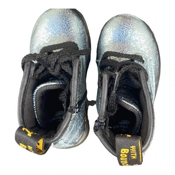 Dr. Martens Boots Girls Size 7 Euro 23, UK 6  Metallic Glitter Lace Up Side Zip - Picture 10 of 12